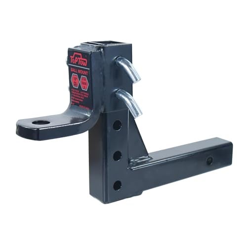 TOPTOW 64189 AdjustableTrailer Hitch Ball Mount with 5/8 inch Hitch Pin, 10 inch Drop Max, Fits 2 inch Hitch Receiver, Matte Black - Image 3