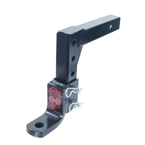 TOPTOW 64189 AdjustableTrailer Hitch Ball Mount with 5/8 inch Hitch Pin, 10 inch Drop Max, Fits 2 inch Hitch Receiver, Matte Black - Image 2