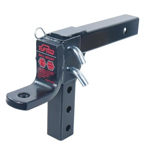TOPTOW 64189 AdjustableTrailer Hitch Ball Mount with 5/8 inch Hitch Pin, 10 inch Drop Max, Fits 2 inch Hitch Receiver, Matte Black - Image 4