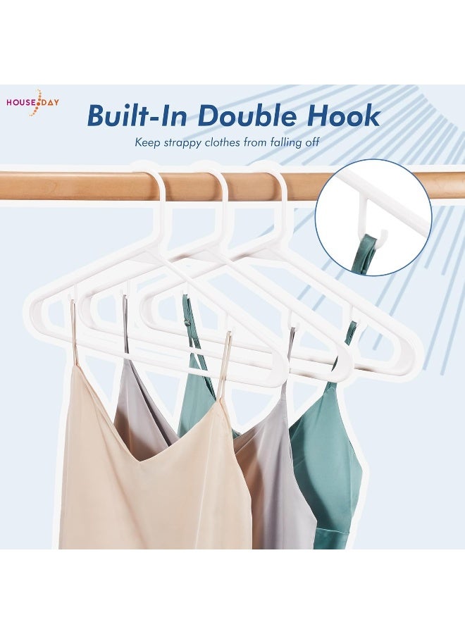 HOUSE DAY White Plastic Tubular Adult Hangers 16.5 Inch Light-Weight Plastic Hanger 60pcs - Image 4