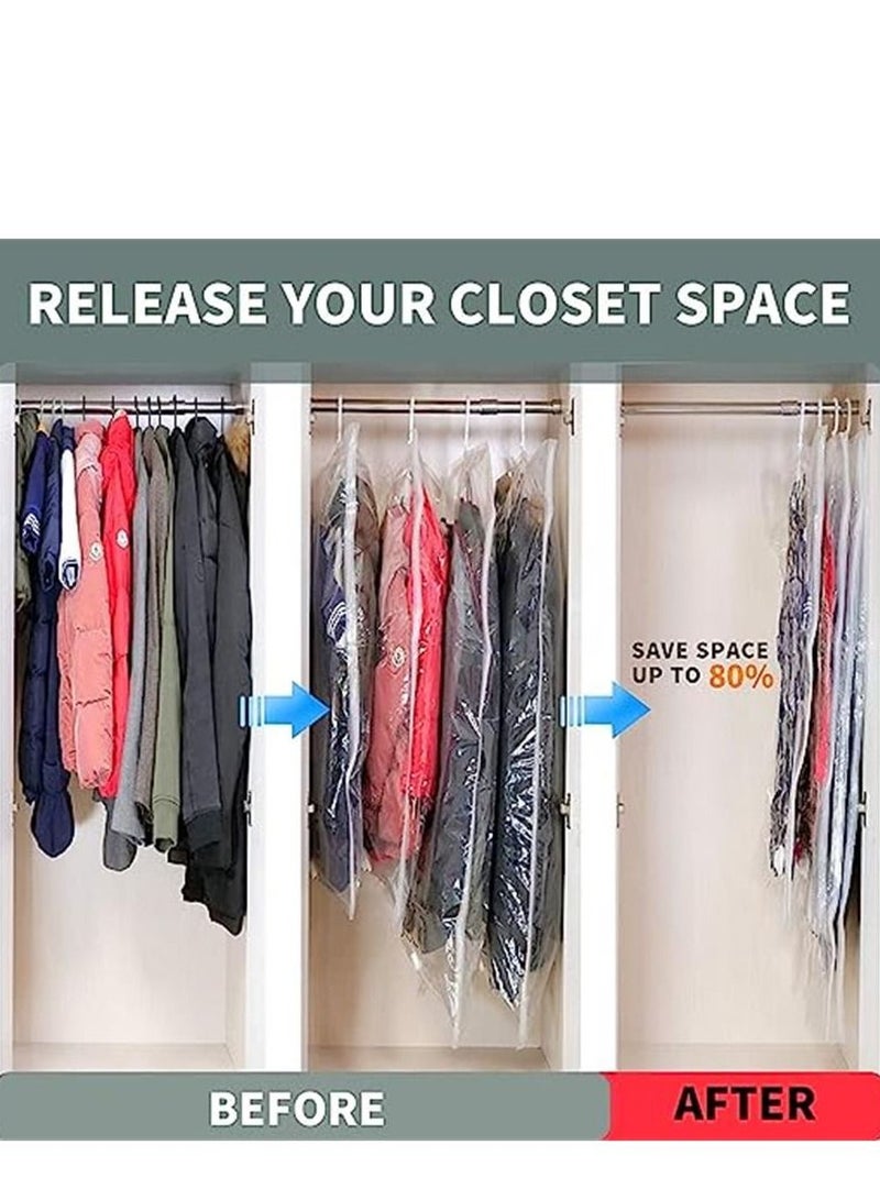 Hanging Vacuum Space Saver Bag, 4 Pack Reusable Vacuum Storage Bag with Hangers, Vacuum Seal Storage Bag with Suction Pump, Space Bags Vacuum Bag for Sweater, Coat, Suit - Image 4