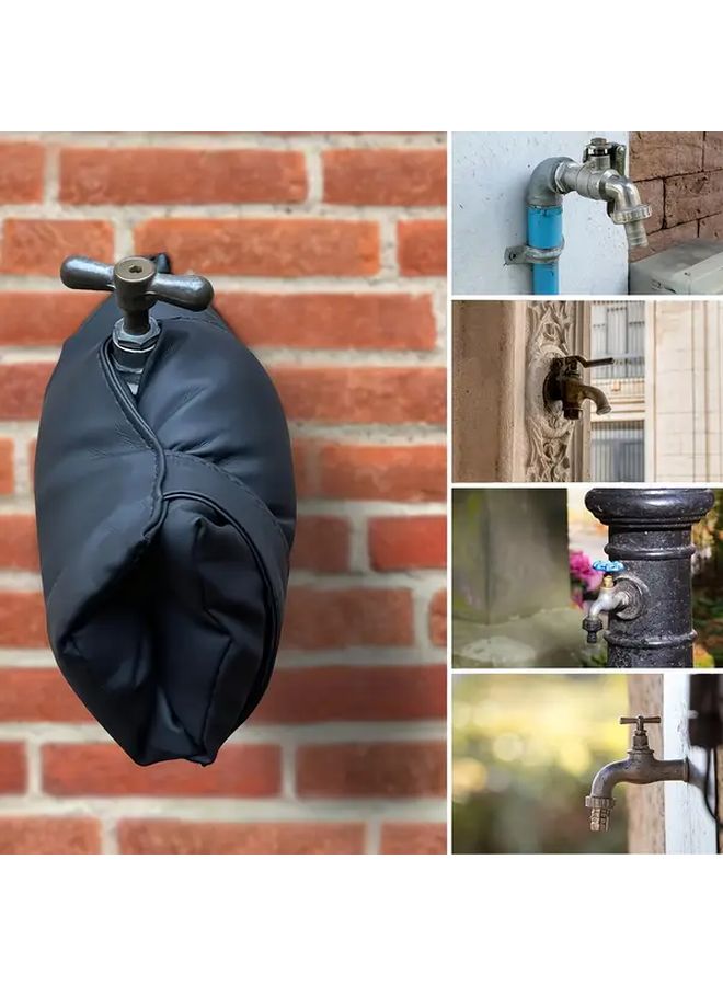 Black Leather Outdoor Faucet Protector Heavy Duty Frost Cover Easy Install - Image 5