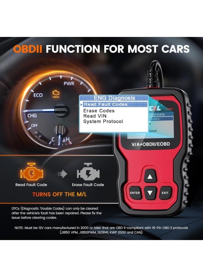 Ancel VD500 OBD II Diagnostic Scanner for Volkswagen VW Audi Skoda Seat Diagnosis Check Engine Light EPB ABS SRS Code Reader Oil Throttle Position Adaption Brake Pad Reset Tool - Image 3