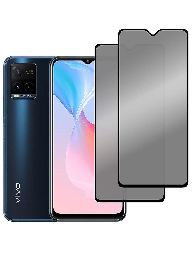 2 قطع واقي شاشة زجاجي مقسى مضاد للتجسس مصمم لجهاز vivo Y21t تغطية كاملة للشاشة وخالي من الفقاعات - Image 1