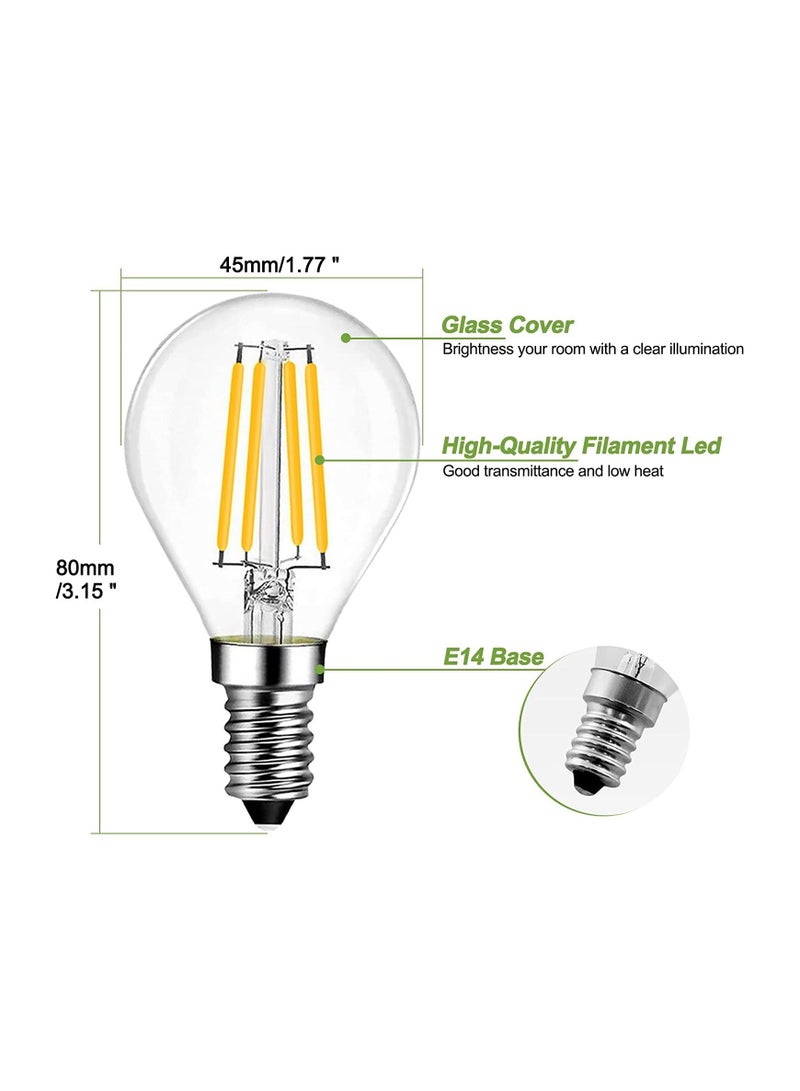 لمبة LED E14، لمبة جولف بولا P45 بمسمار إيديسون صغير، لمبة LED خيوط E14 G45 SES قابلة للتعتيم، ضوء أبيض بارد 6000K، لمبة كروية صغيرة عتيقة تعادل لمبة 40W المتوهجة (عبوة 4)  - Image 2