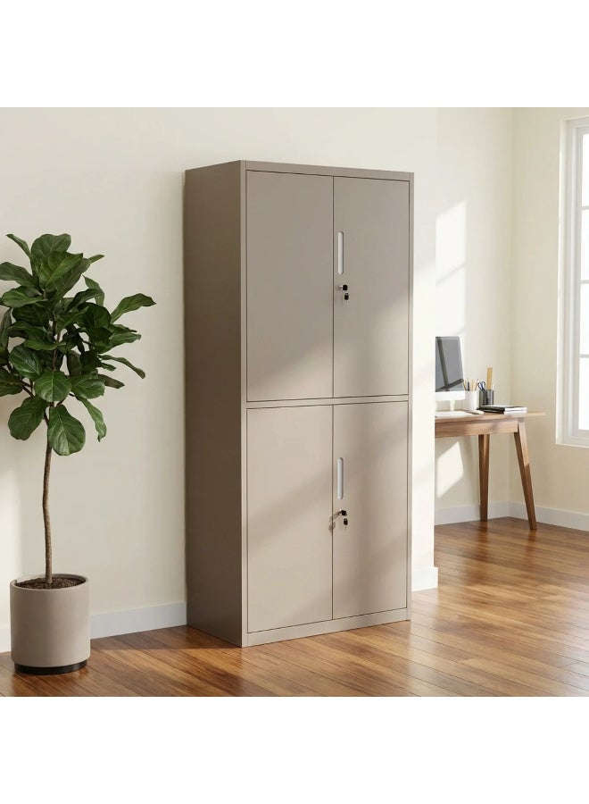 بيتي دولاب مكتب 4 ارفف حديد - بيج - Image 1