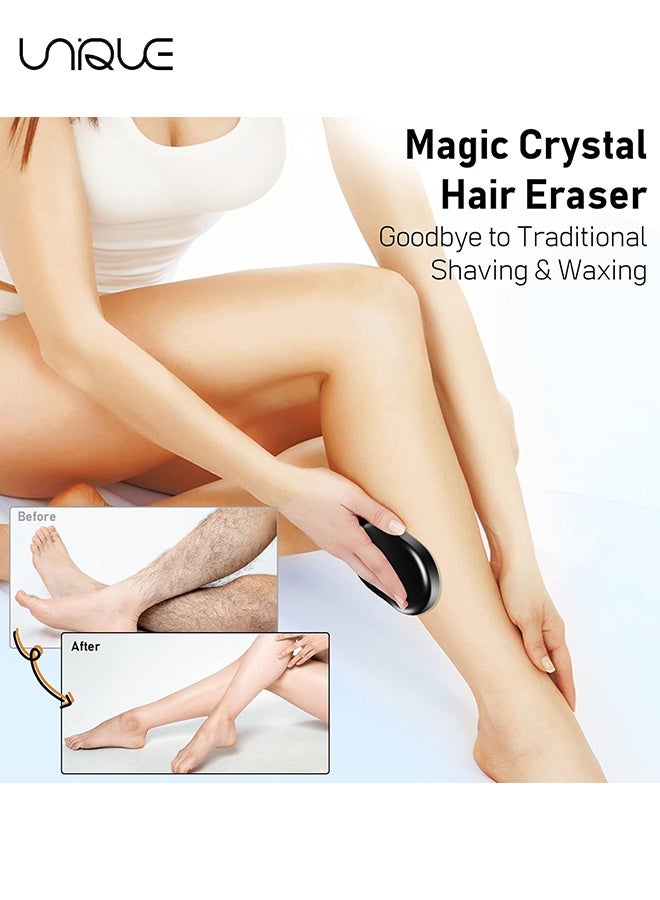 Unique Crystal Hair Remover - Crystal Hair Eraser for Women and Men - Reusable Crystal Hair Remover Magic Painless Exfoliation Hair Removal Tool - Magic Hair Eraser for Back Arms Legs (Black) - Image 5