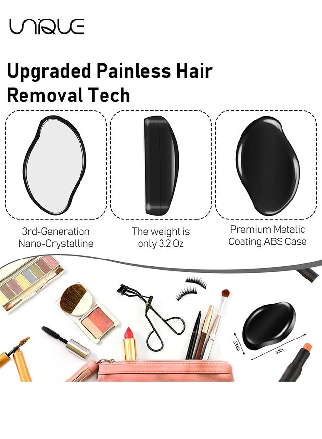 Unique Crystal Hair Remover - Crystal Hair Eraser for Women and Men - Reusable Crystal Hair Remover Magic Painless Exfoliation Hair Removal Tool - Magic Hair Eraser for Back Arms Legs (Black) - Image 2