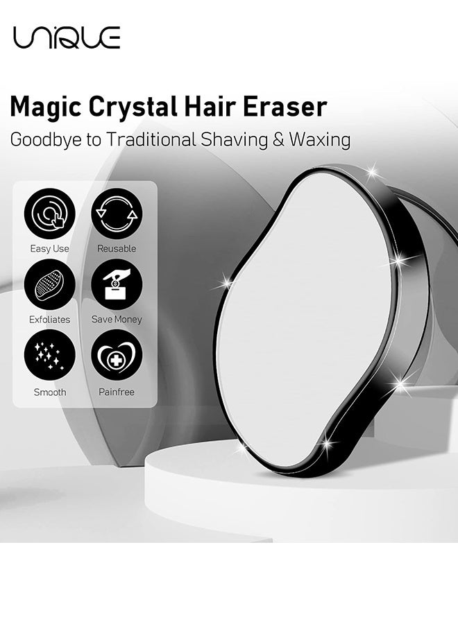 Unique Crystal Hair Remover - Crystal Hair Eraser for Women and Men - Reusable Crystal Hair Remover Magic Painless Exfoliation Hair Removal Tool - Magic Hair Eraser for Back Arms Legs (Black) - Image 4