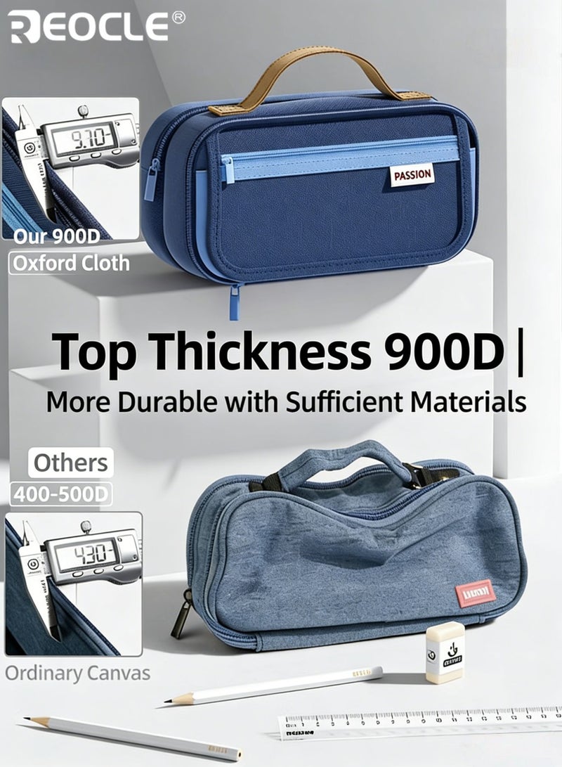 REOCLE Large Capacity Pencil Pouch Multi-Layer Roll Pencil Case with Wide Carry Handle Spacious Organized Storage for Daily Stationery & Small Desk Essentials - Image 3