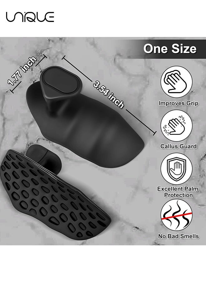 Unique 2 Pcs Weight Lifting Grips Pads - Rubber Ergonomics Anti-Slip Workout Grips - for Gym Training and Exercise Weight Lifting Dumbbell Deadlift Bar Pad Pull Up - Black  - Image 2