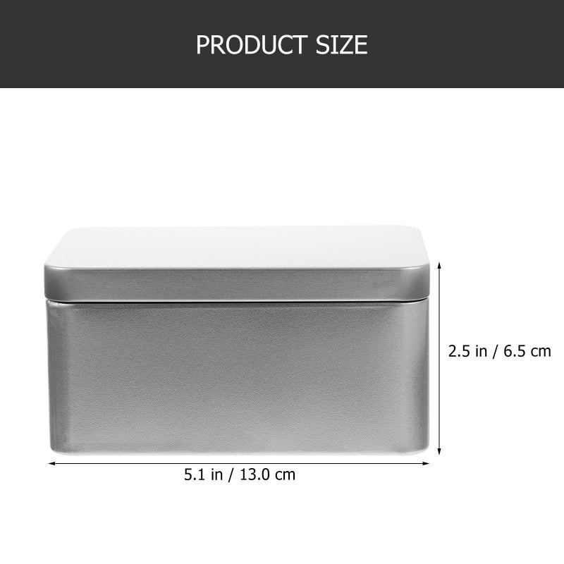 Large Rectangular Tin Cookie Box Set Silver Matte 13x8x6 5cm Portable Food Storage Containers - Image 3