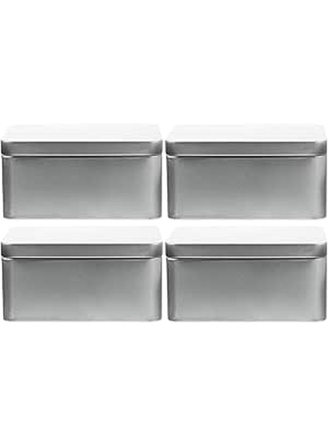 Large Rectangular Tin Cookie Box Set Silver Matte 13x8x6 5cm Portable Food Storage Containers - Image 1