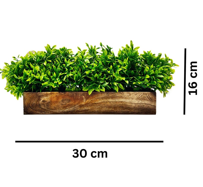 Dekorly Artificial Plants Bunch in Wood Planter, Faux Gardenia Plants for Home Tabletop Balcony, Bedroom Living Room Housewarming, Wedding (Green-H) - Image 3