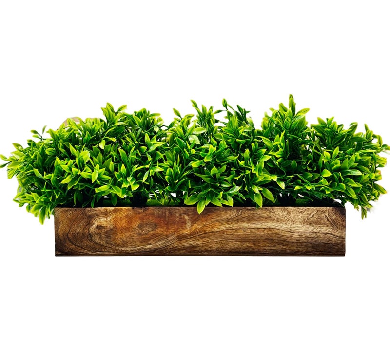 Dekorly Artificial Plants Bunch in Wood Planter, Faux Gardenia Plants for Home Tabletop Balcony, Bedroom Living Room Housewarming, Wedding (Green-H) - Image 2