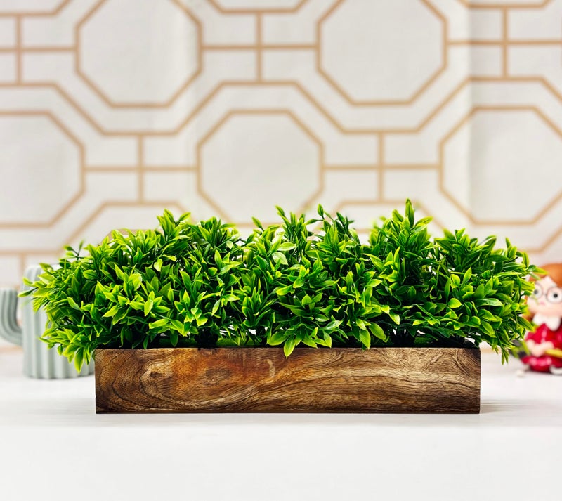 Dekorly Artificial Plants Bunch in Wood Planter, Faux Gardenia Plants for Home Tabletop Balcony, Bedroom Living Room Housewarming, Wedding (Green-H) - Image 5