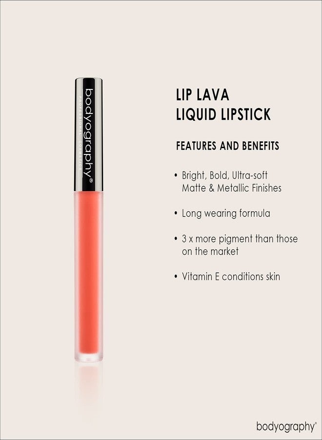 Bodyography Matte Lip Lava Liquid Lipstick (Thrill Seeker): Bright Orange Matte Salon Makeup Long-Wearing Lipstick with Soft Opaque Finish | Vegan, Gluten-Free, Cruelty-Free, Paraben-Free - Image 3