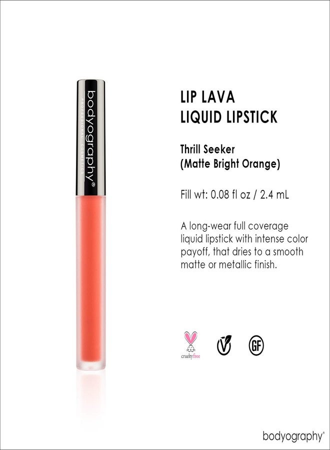 Bodyography Matte Lip Lava Liquid Lipstick (Thrill Seeker): Bright Orange Matte Salon Makeup Long-Wearing Lipstick with Soft Opaque Finish | Vegan, Gluten-Free, Cruelty-Free, Paraben-Free - Image 2