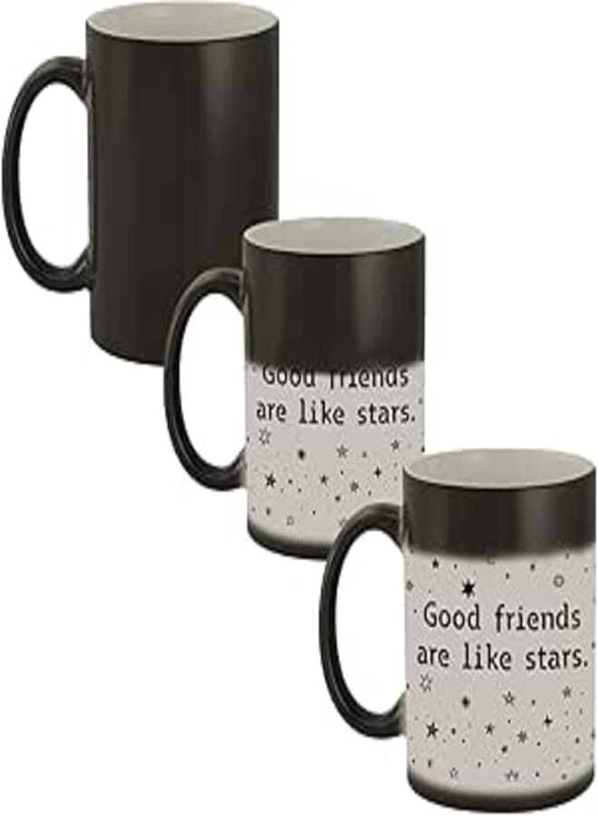 Good Friends Are Like Stars Ceramic Heat Sensitive Magic Mug - 11 oz. Color Changing Novelty Gift Cup for Best Friends, Women, Long Distance, Girlfriend, Boyfriend