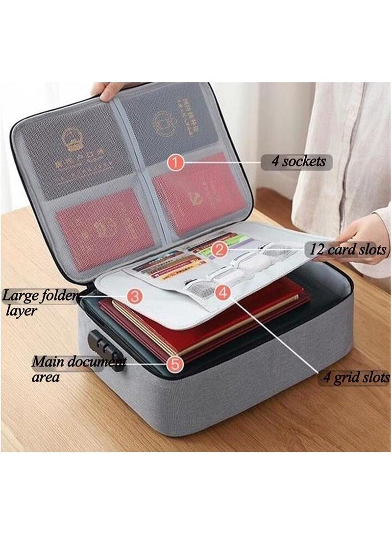 DubaiGallery Documents Storage Bag Important Files box 3 Layer Organizer Lock Box, Moisture-proof Water--proof Certificate Box for Diploma Legal Documents Passport Bank Credit Card USB Valuables Jewelry  - Image 2