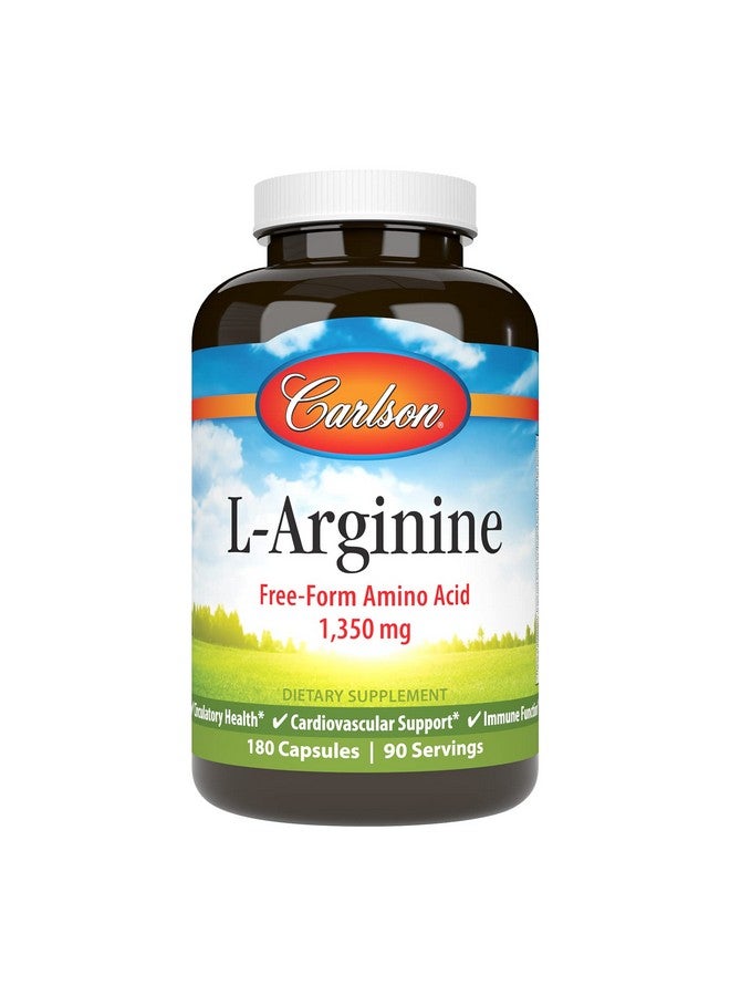 Carlson - L-Arginine, 675 mg, Circulatory Health, Support, 180 Capsules - Image 1