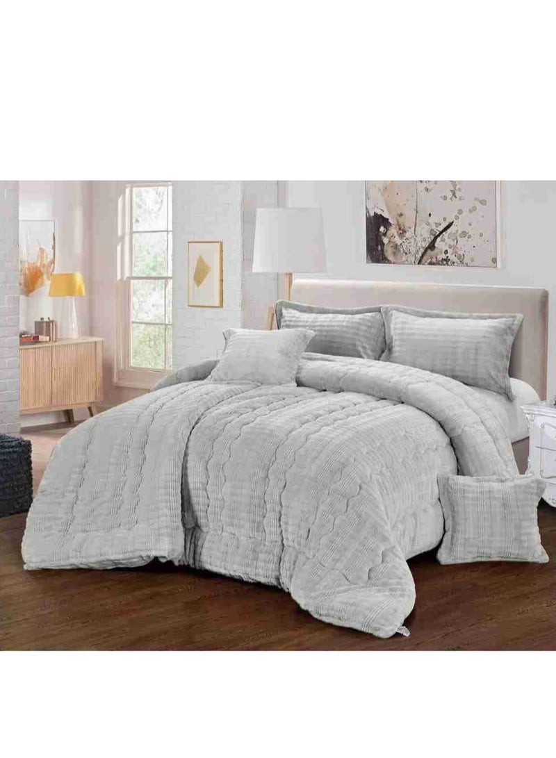 شي ديو ديو مفرش نفرين شتوي منقوش من المخمل الناعم والفرو الفخم لمنحك الدفئ ويضيف الجمال والاناقة الى غرفتك مقاس220*240سم - Image 1