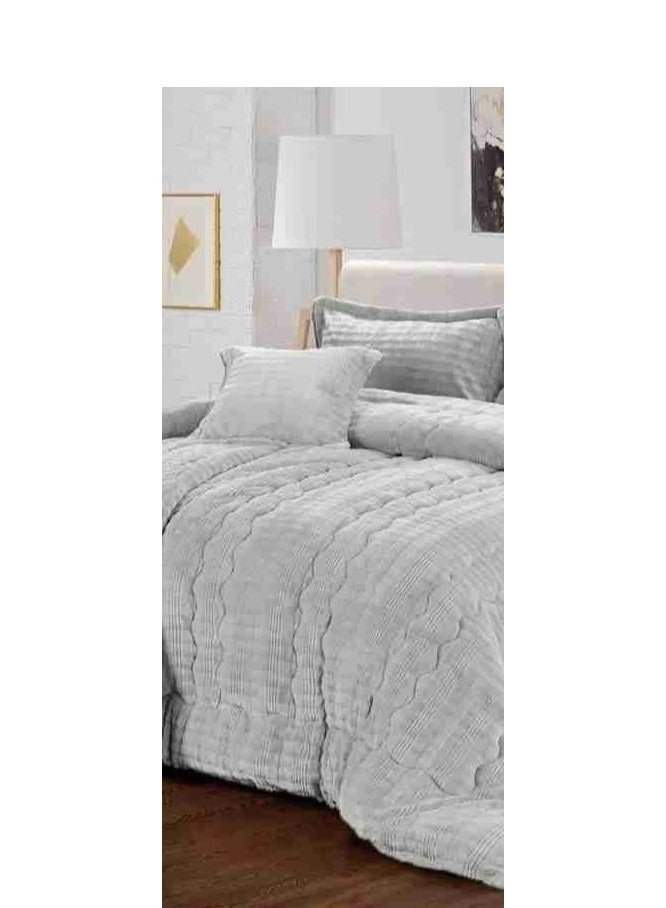 شي ديو ديو مفرش نفرين شتوي منقوش من المخمل الناعم والفرو الفخم لمنحك الدفئ ويضيف الجمال والاناقة الى غرفتك مقاس220*240سم - Image 3