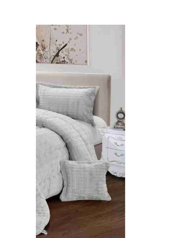 شي ديو ديو مفرش نفرين شتوي منقوش من المخمل الناعم والفرو الفخم لمنحك الدفئ ويضيف الجمال والاناقة الى غرفتك مقاس220*240سم - Image 4