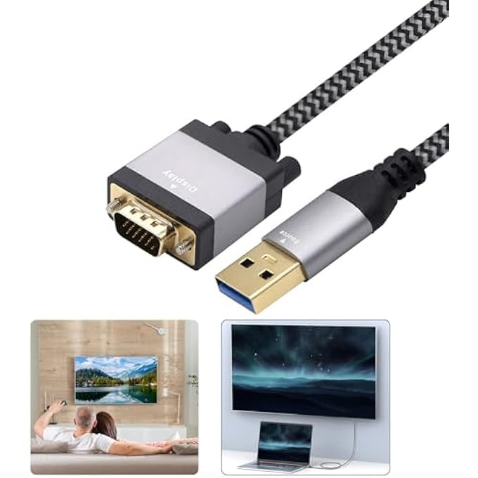 rayihni USB3.0 TO VGA CONVERTERS 5GBPS SPEED 1920X1080 RESOLUTION UNIVERSALS DEVICE COMPATIBILITY - Image 2