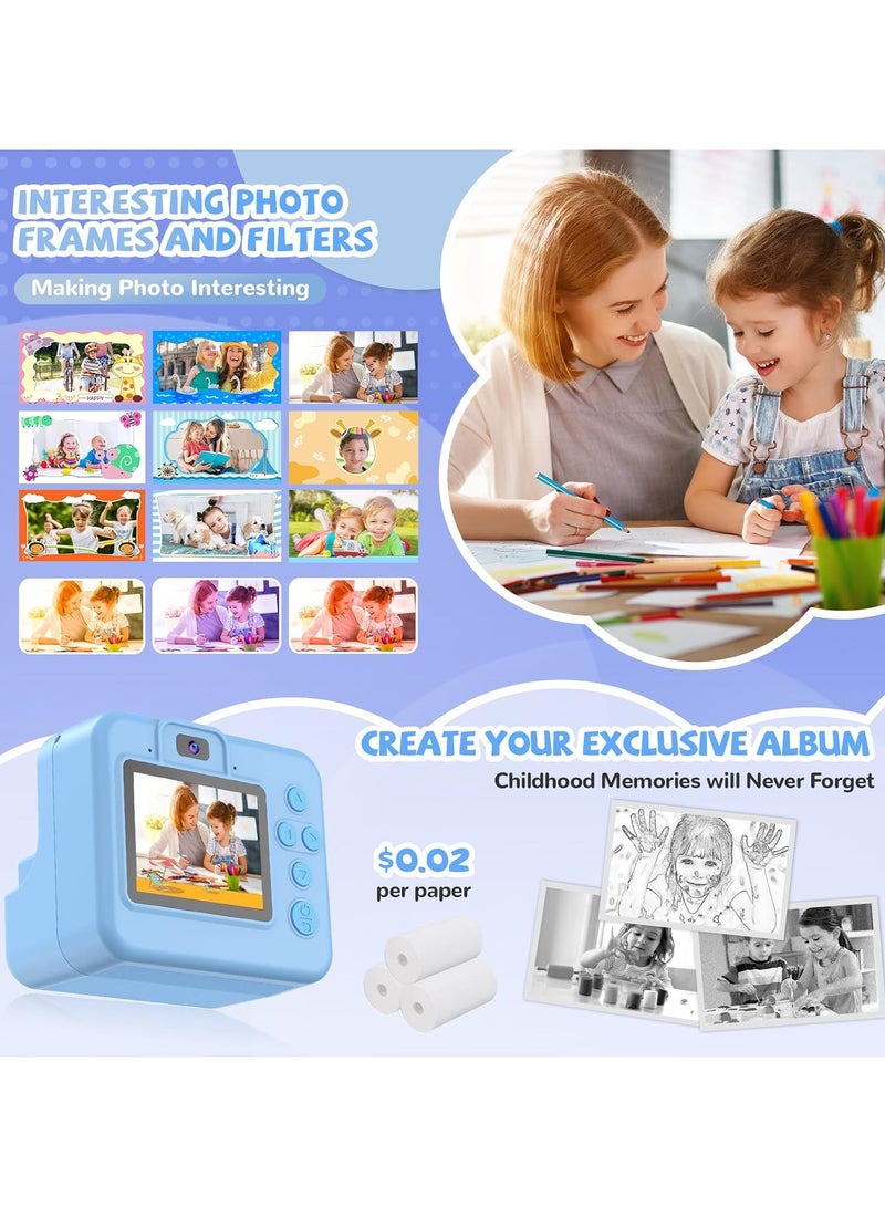 Instant Digital Camera,Kids  Print Camera Toddler Digital Camera with 1080P HD Video Camera,2.4IPS Screen Printing Instant Camera for Girls Boys 3-12, 3 Roll Print Paper 32G SD Card - Image 4