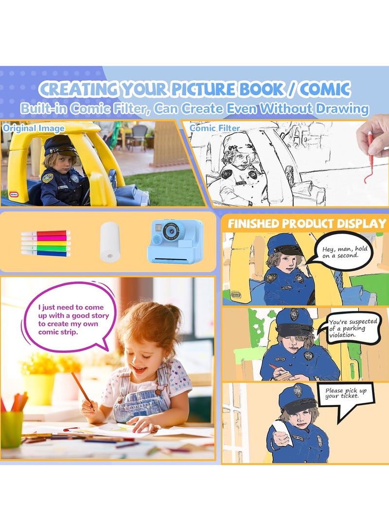 Instant Digital Camera,Kids  Print Camera Toddler Digital Camera with 1080P HD Video Camera,2.4IPS Screen Printing Instant Camera for Girls Boys 3-12, 3 Roll Print Paper 32G SD Card - Image 5