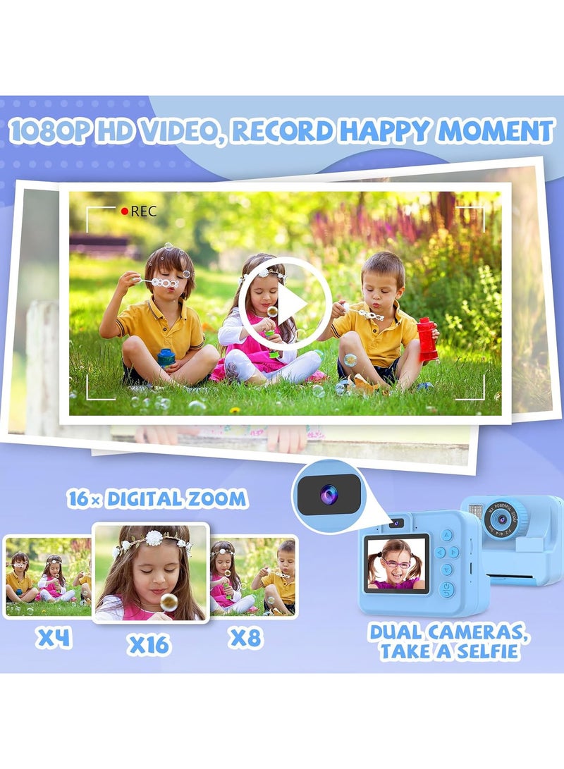Instant Digital Camera,Kids  Print Camera Toddler Digital Camera with 1080P HD Video Camera,2.4IPS Screen Printing Instant Camera for Girls Boys 3-12, 3 Roll Print Paper 32G SD Card - Image 3