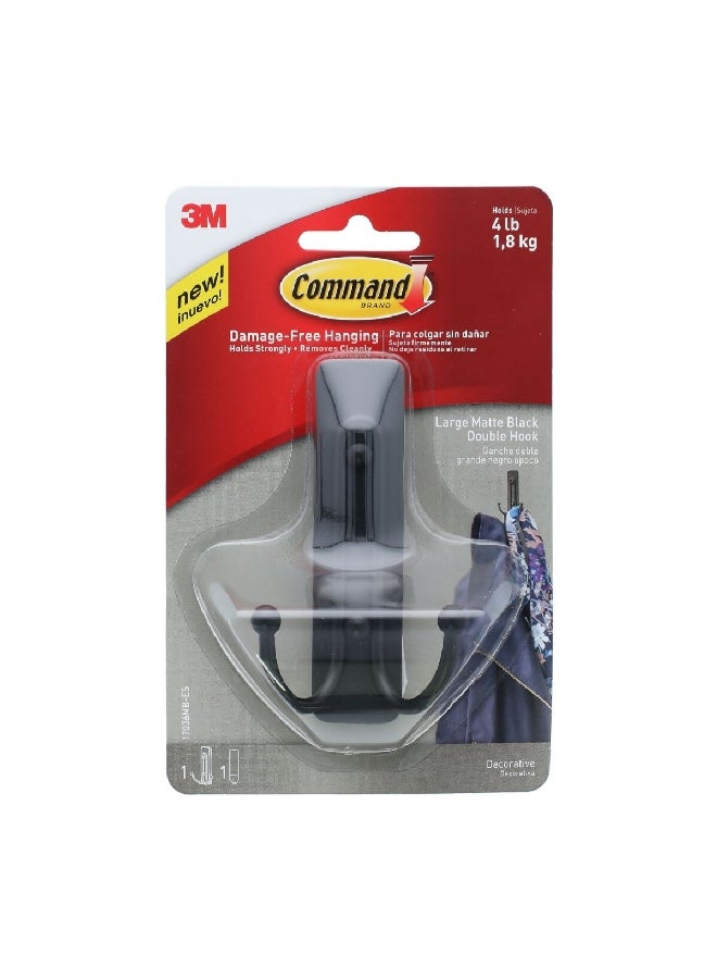 Command Damage-Free Hanging Decorative Double Hook Black Large 17036MB-ES  - Image 1