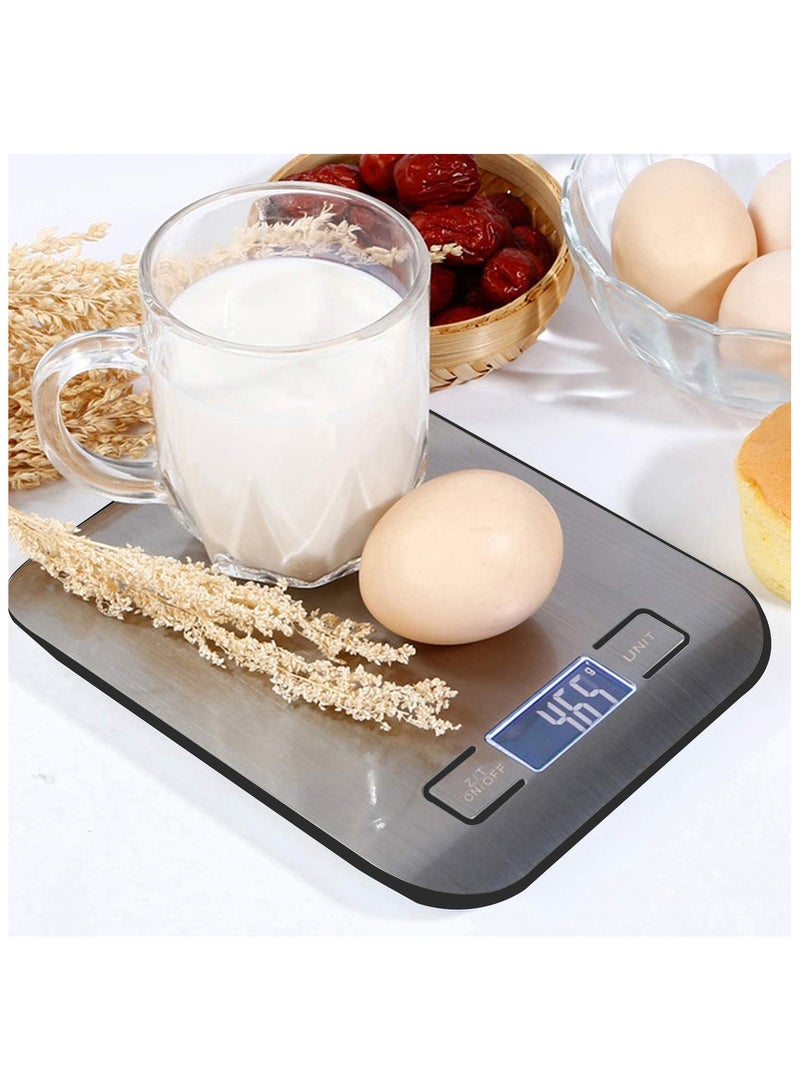Digital Kitchen Scale with Stainless Steel Platform for Electronic Cooking, LCD Backlit Display, Multifunction for Home and Office Use, 10kg 1g Stainless - Image 3