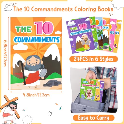 JAPBOR The Ten Commandments Coloring Books 24PCS Christian Coloring Books Bulk 10 Commandments Crafts for Kids Religious Party Favor Jesus Bible Sunday School Painting Drawing Booklet - Image 5