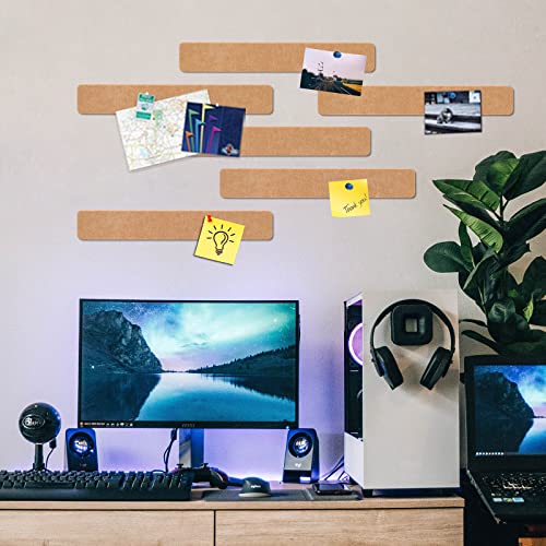 Uoisaiko Felt Pin Board Bar 15"x2", Pack of 8 Bulletin Board Strips with 40 Push Pins, Home Office Memos Notice Boards Felt Wall Tiles - Image 5