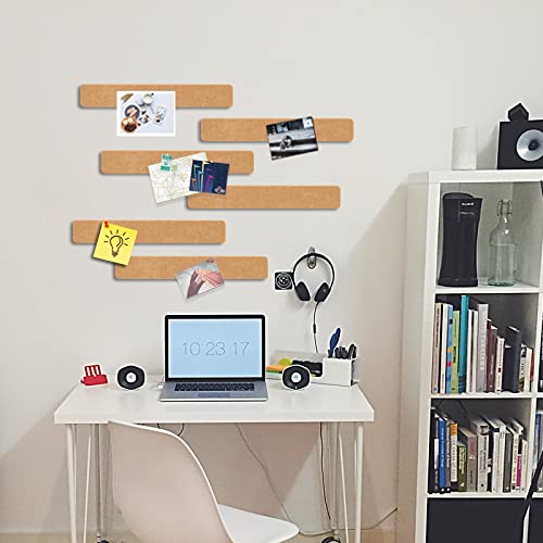 Uoisaiko Felt Pin Board Bar 15"x2", Pack of 8 Bulletin Board Strips with 40 Push Pins, Home Office Memos Notice Boards Felt Wall Tiles - Image 4