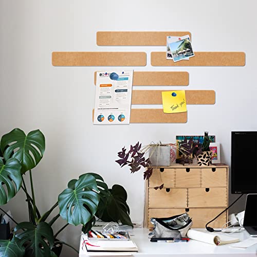 Uoisaiko Felt Pin Board Bar 15"x2", Pack of 8 Bulletin Board Strips with 40 Push Pins, Home Office Memos Notice Boards Felt Wall Tiles - Image 3