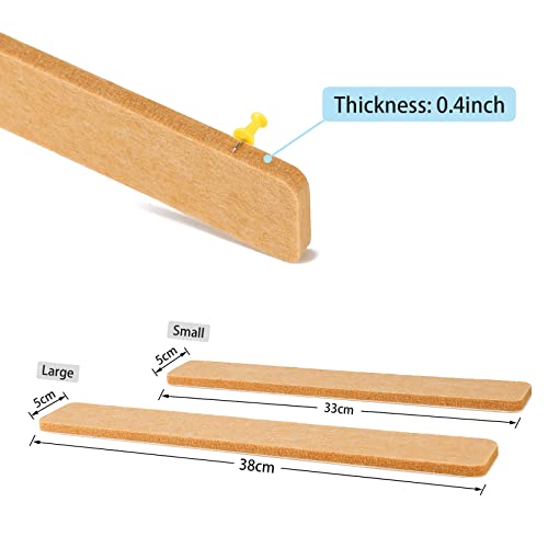 Uoisaiko Felt Pin Board Bar 15"x2", Pack of 8 Bulletin Board Strips with 40 Push Pins, Home Office Memos Notice Boards Felt Wall Tiles - Image 2