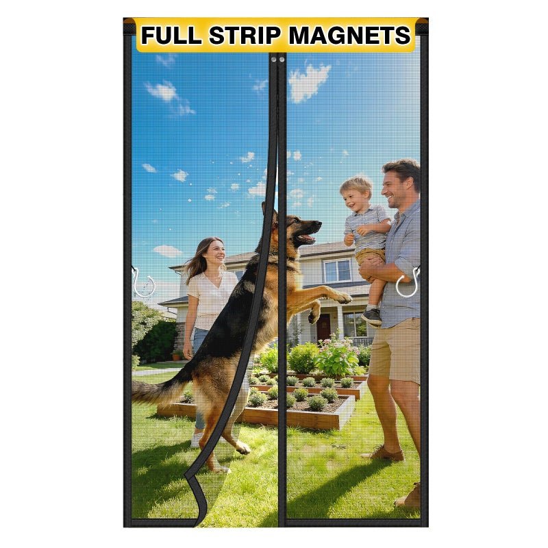 HOFUDON Upgraded Magnetic Screen Door Heavy Duty Fiberglass Mesh Quick Close Full Strip Magnets Door Screen Magnetic Closure for Single Door Size 34 x 82 Inch Screen Door Size 36 x 84 Inch Black - Image 2