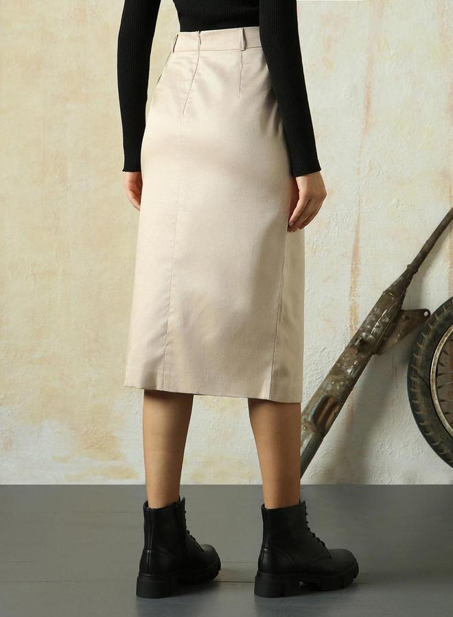 هاي ستار تنورة هاي ستار صلبة بقصة  وفتحة أمامية - Image 3