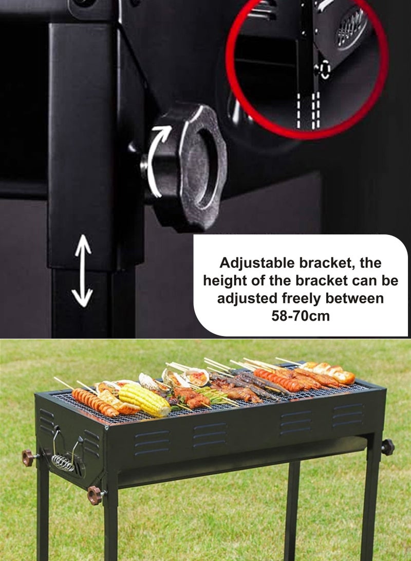 توشونكس شواية فحم يابانية كبيرة السعة محمولة من الستانلس ستيل 66x30 سم قابلة للطي مع حامل ومشبك شبكة مقاوم للحروق، مناسبة لـ 5-15 شخصًا، مثالية للتخييم، التنزه، الحفلات، وحفلات الحديقة، لطهي أسياخ اللحم، الدجاج، النقانق، البوتي البقري - Image 2