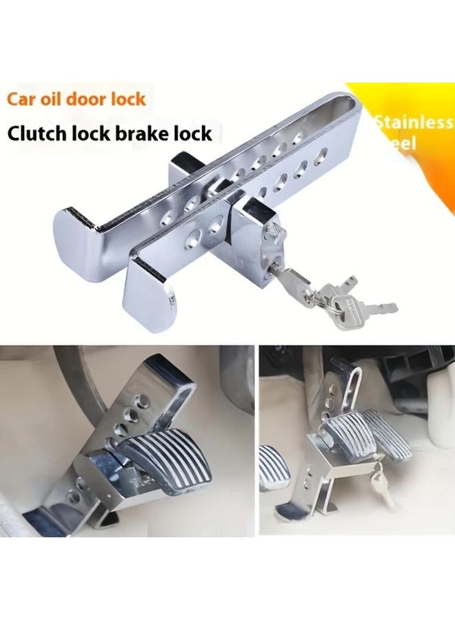 Heavy Duty Steel Brake Pedal Lock Anti Theft Vehicle Security Device Adjustable Clamp - Image 3