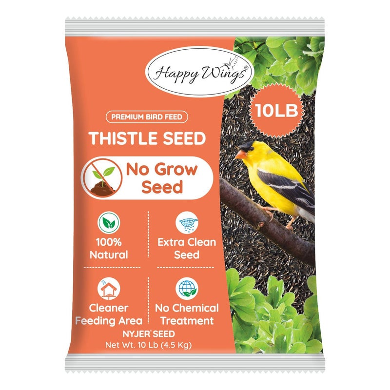 Happy Wings Nyjer/Thistle Seeds Wild Bird Food - 10 Pounds I No Grow Seed I Bird Seed for Wild Birds - Image 1