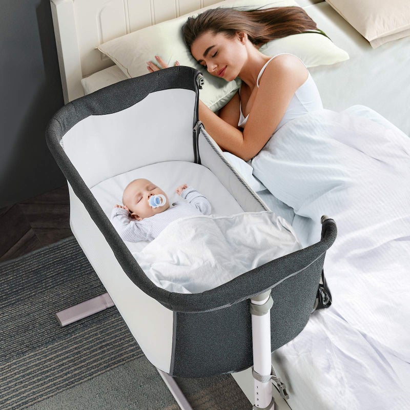 RONBEI Baby Bassinet Bedside Sleeper Easy to Assemble Bassinets for BabyInfants Height Adjustable Bedside Bassinet for Newborn Baby
