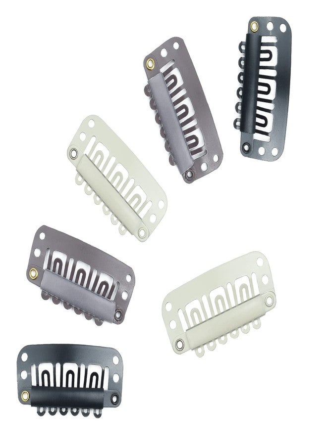 Rose bud ROSEBUD 50Pcs Wig Clips 32mm Snap Clips For Hair Extension Tools U-Shape 6 Teeth Hair Extensions Clip Blonde - Image 2