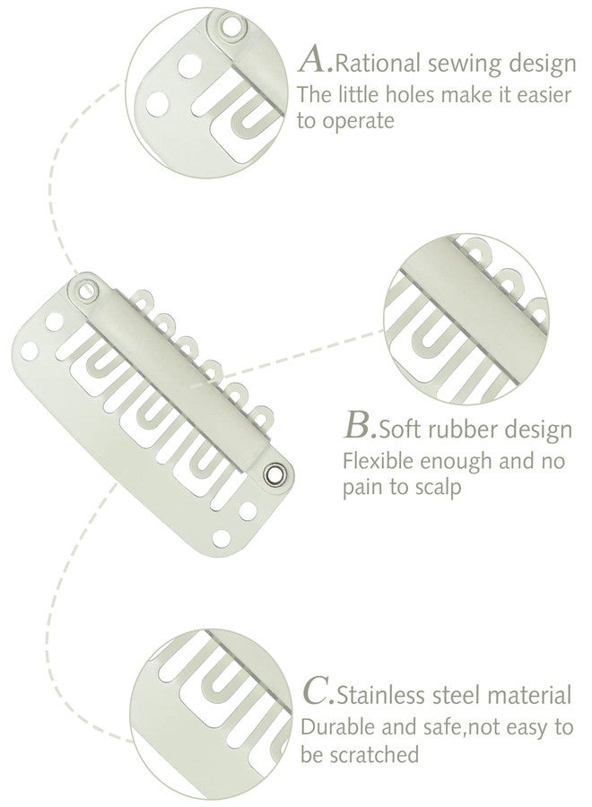 Rose bud ROSEBUD 50Pcs Wig Clips 32mm Snap Clips For Hair Extension Tools U-Shape 6 Teeth Hair Extensions Clip Blonde - Image 5