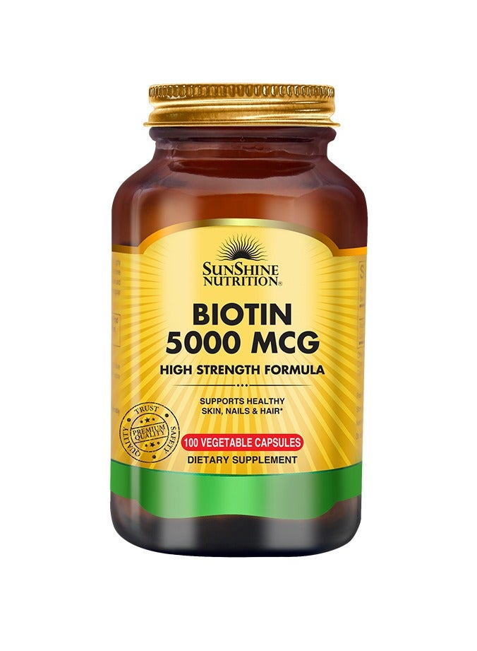 Sunshine Nutrition Biotin 5000mcg High Strength Formula (100 Capsules)