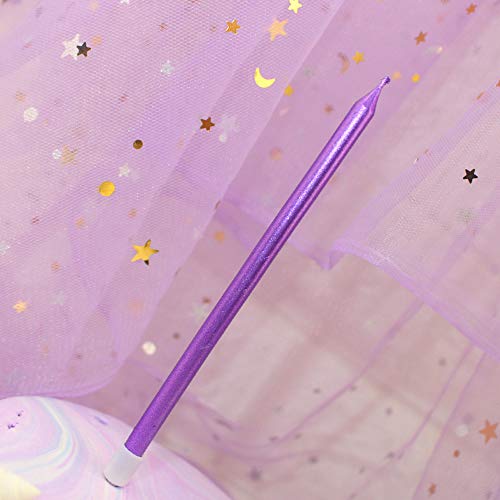 XNOVA 12 Count Long Thin Purple Birthday Cake Candles in Holders for Birthday Wedding Party Cupcake Decorations Tall Candle - Image 5
