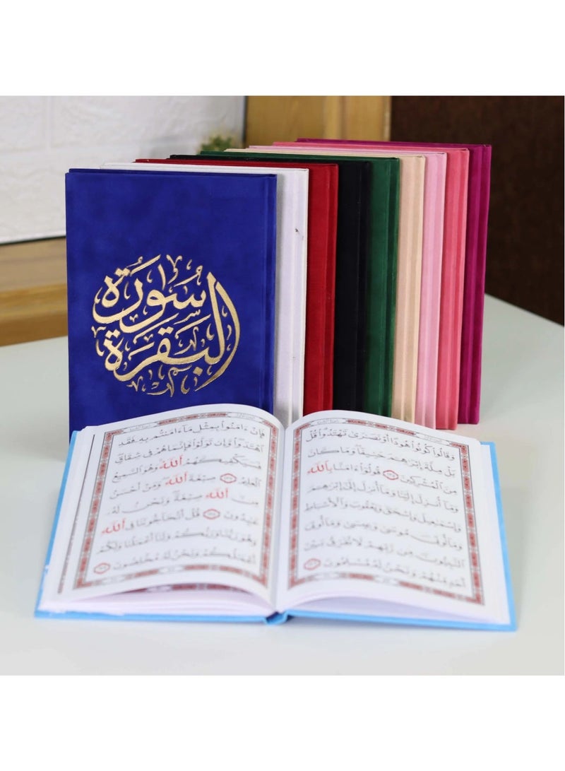 Surat Al-Baqarah with Uthmanic drawing, velvet cover, medium size 14*20 (box contains 10 pieces, mixed colors) - Image 5